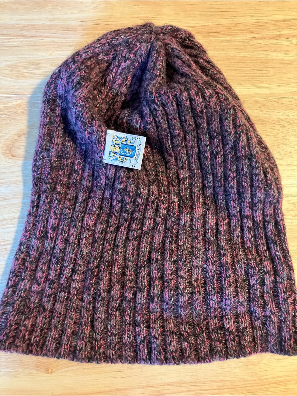 Portolano maroon heather cashmere beanie